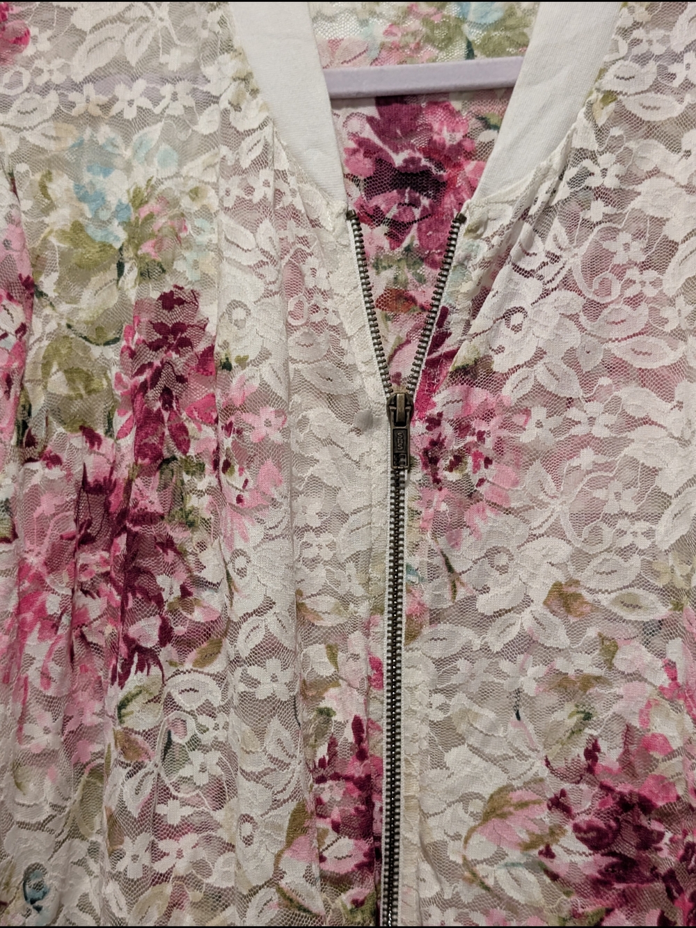 Torrid White Floral Lace Zip-Up Sweater - Picture 5 of 9
